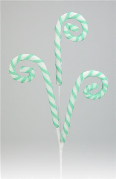 XP369093 29"L Foil/Glitter Candycane Spray  Mint/White