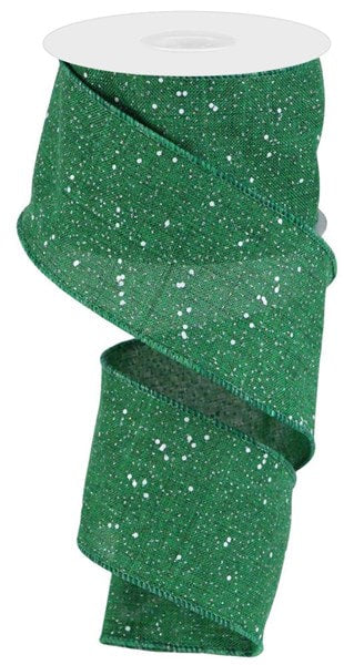 RGC129206  2.5" x 10yd Multi Snow Glitter On Royal Emerald Green/White