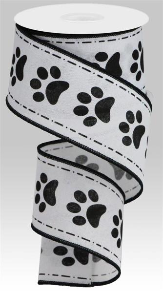 RGA132227    2.5" x 10yd Paw Prints On Royal     White/Black