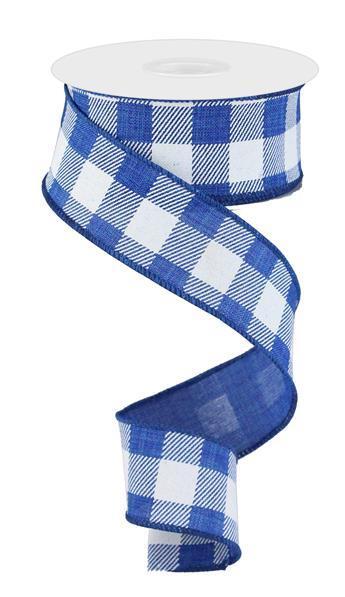 RG0179925    1.5" X 10Yd Striped Check On Royal   Royal Blue/White