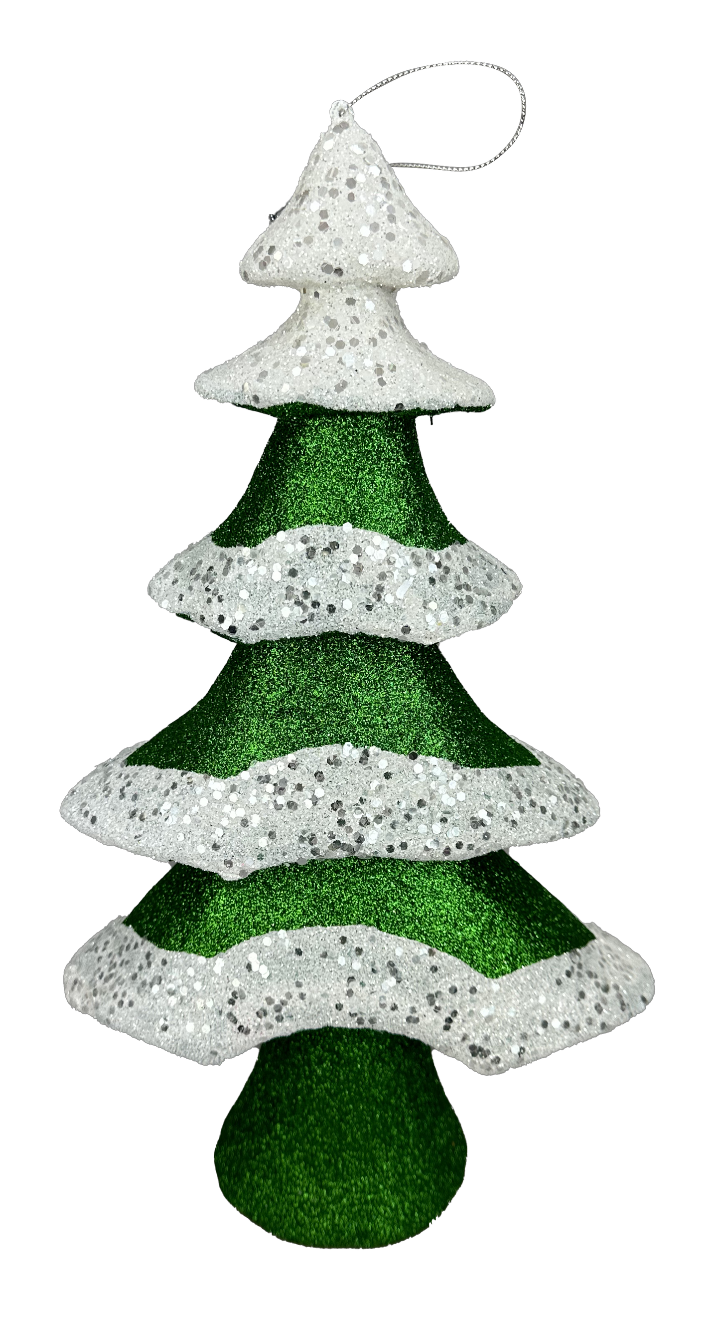 85947GN   Orn Christmas Tree H15xW9xD3   Green/White