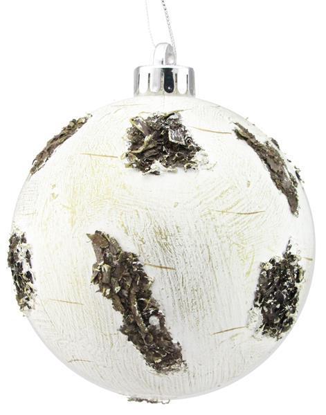 XY8520 120MM Birch Look Ball Ornament Natural W/Gold