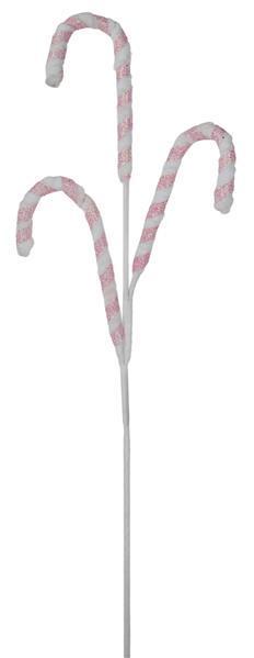 XS1076E2   26"L Glittered Candy Cane Spray   Pink/White