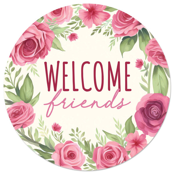 MD151822 12"Dia Welcome Friends/Flower Wreath