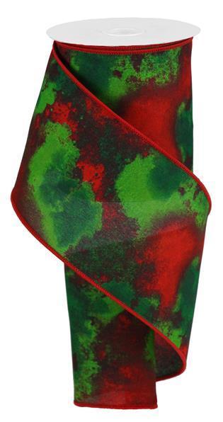 RGB1122C2   4" x 10yd Watercolor Blend     Red/Green