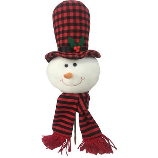 XN5968 23”H Fabric Snowman Head Pick    Red/Black