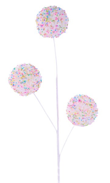 XS1259   27"L Sprinkle Cake Ball Spray  White/Multi