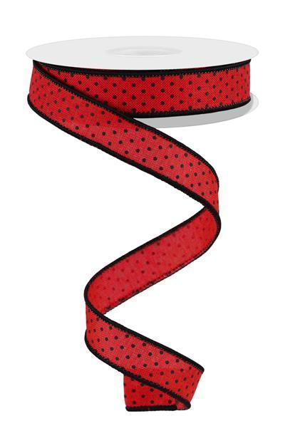 RG07685MA    7/8" x 10yd Raised Swiss Dots On Royal   Red/Black