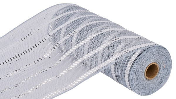 RY851826  10.25" x 10yd x L Wide Foil Stripe Mesh Silver