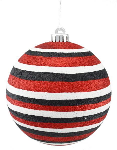 XY8530A1   150Mm Horizontal Stripe Ball Orn   Red/Black/White