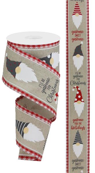 RG0879818 2.5"X10yd Christmas Gnome/Red Gingham