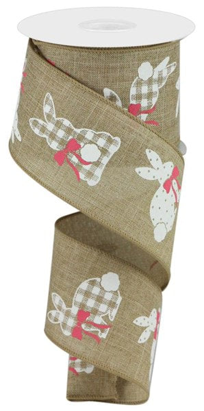 RGC123501 2.5"X10yd Patterned Bunnies On Royal Lt Beige/White/Pink