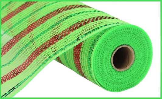 RY802045  10.25”x10YD Poly/Faux/Jute/Metallic Mesh Lime/Red/Emerald