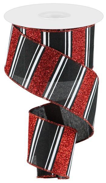 RGC157002  2.5" x 10yd Multi Stripe/Bold Glitter    Black/Red/White