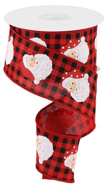 RGC165324   2.5" x 10yd Vertical Santa Heads/Check    Red/Multi