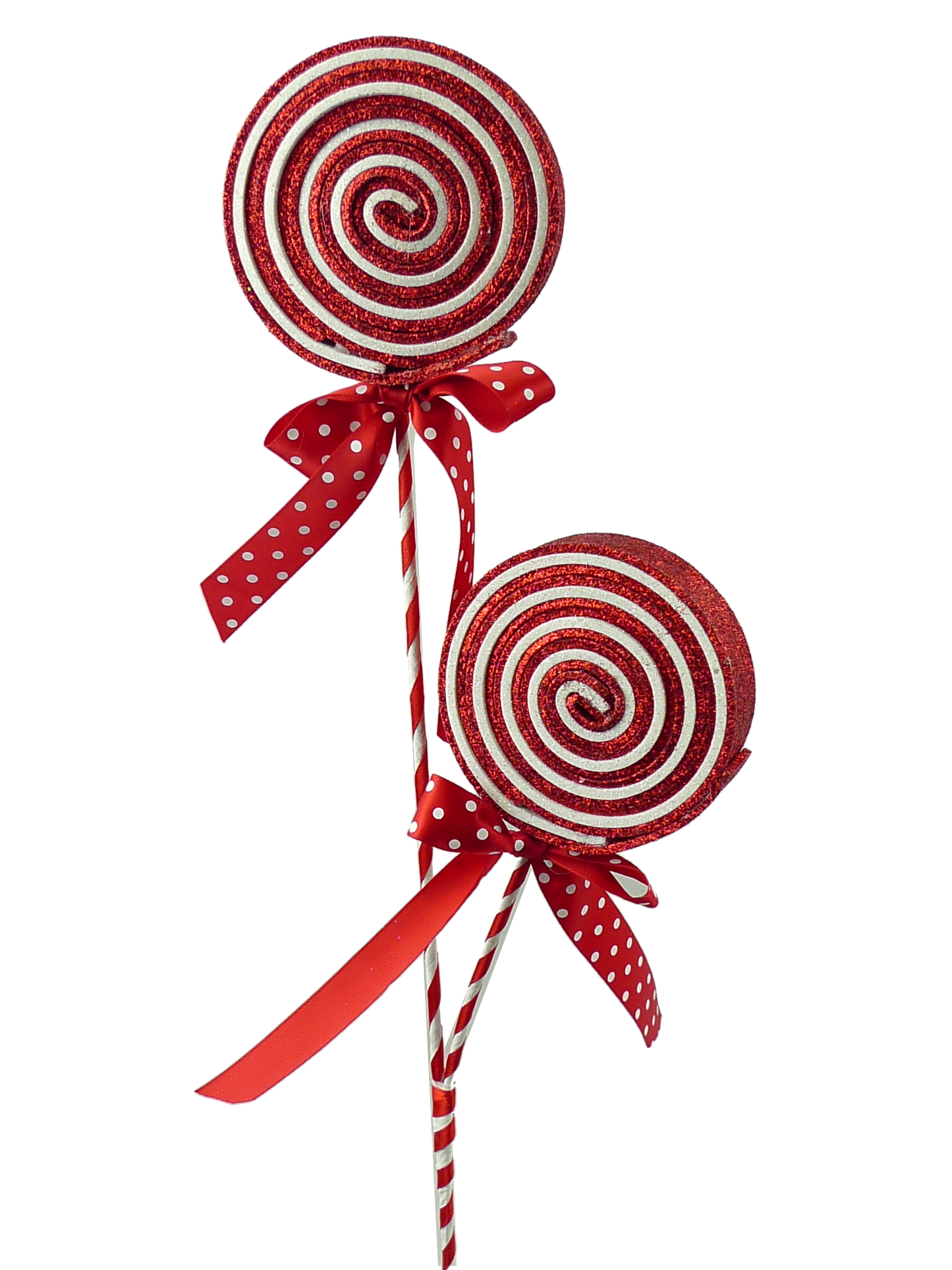 84809RDWT     27"HX4.25DIA     Glitter Lollipop Spray    Red/White