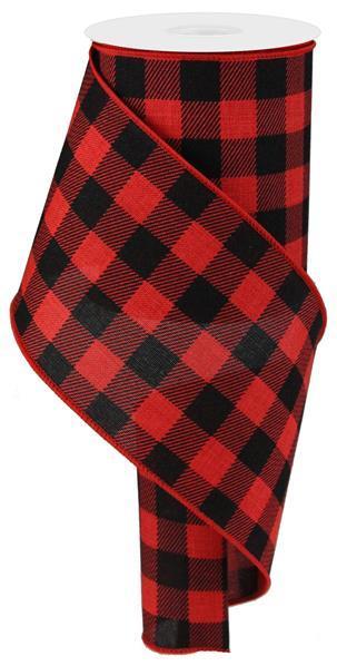 RG01807MA   4"X10yd Striped Check On Royal  Red/Black