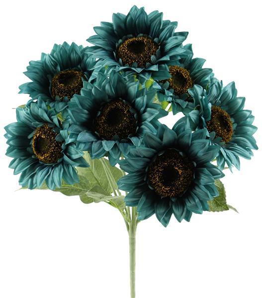 FN164737  17"L Sunflower Bush X7  Light Teal/Dark Teal