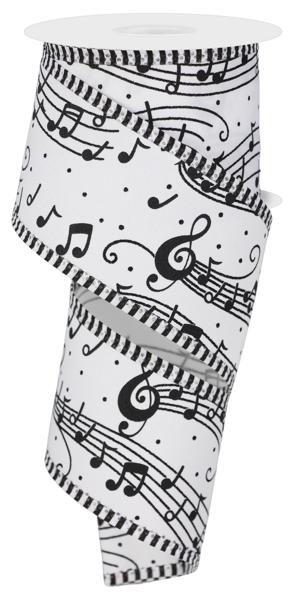 RGC807127  2.5" x 10yd Music Notes/Stripes White/Black