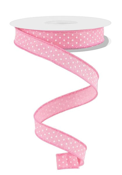 RGE177615 5/8" x 10yd Raised Swiss Dots On Royal  Lt Pink/White