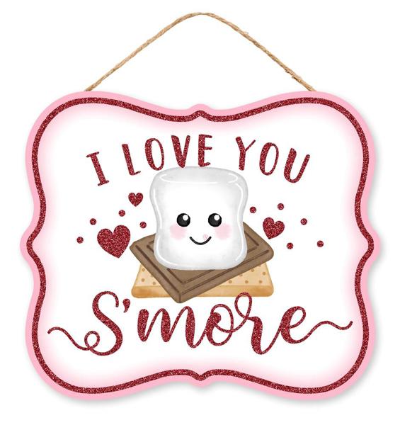 AP7800 10.5"L X 9"H Love S'more Glitter Sign White/Red/Brown