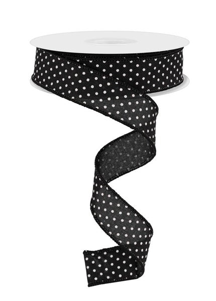 RG0765102   7/8" x 10yd Raised Swiss Dots On Royal   Black/White