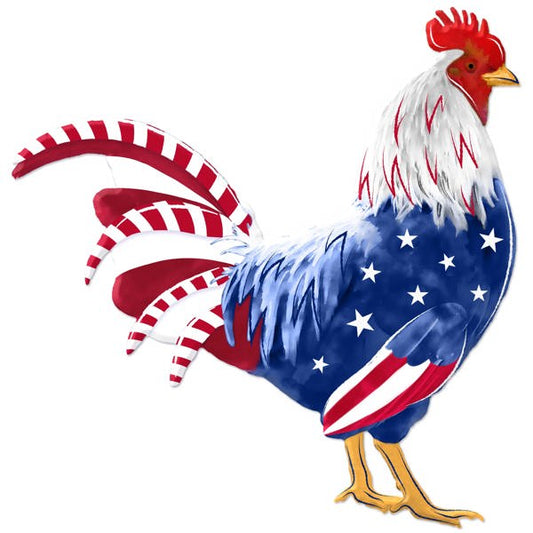 MD1574F7 12"H x 11.75"L Patriotic Rooster Sign