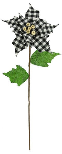 XS376197 27'' Check Poinsettia Stem Black/White