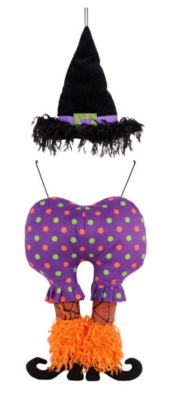 HH7565   20"H x 8.25"L Polka Dot Witch Decor Kit     Purple/Black/Orange/Lime