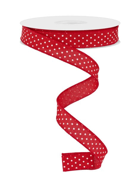 RGE177624     5/8" x 10yd Raised Swiss Dots On Royal   Red/White