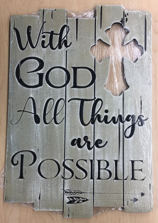 COR109 With God All Things Are Possible Sign 10.5x15.25"