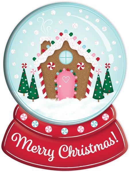 MD0862 12.25"X9.25" Gingerbread House Snow Globe Sign Red/Emerald/Ice Blue/Pink