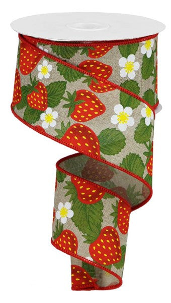 RGA118418 2.5"X10yd Strawberries on Royal Nat/Yellow/Red/Green