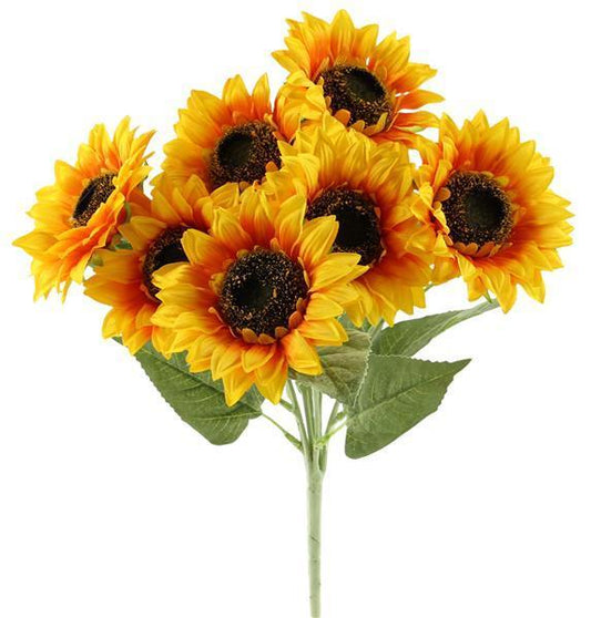 FN164732   17"L Sunflower Bush X7 Yellow Gold/Dark Orange