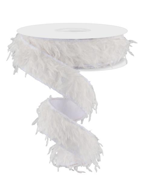 RN588427  1.5" x 10yd Furry Ribbon White