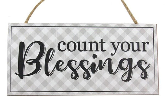 AP8569 12.5"L X 6"H Count Your Blessings Sign Grey/White/Black