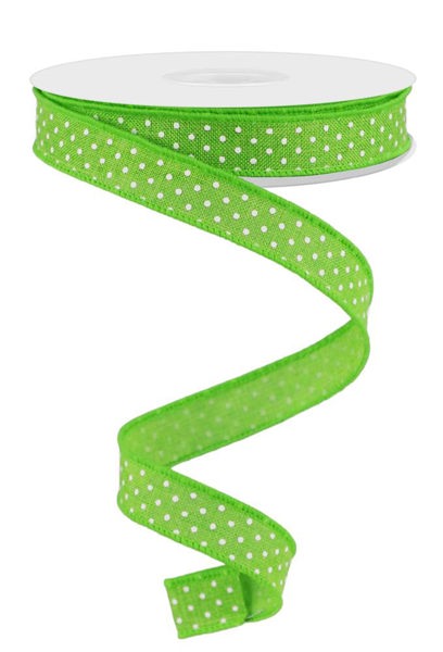 RGE177633 5/8" x 10yd Raised Swiss Dots On Royal Lime Green/White