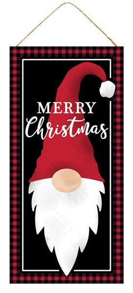 AP7022 12.5"H X 6"L Merry Christmas Gnome Sign Red/Black/White