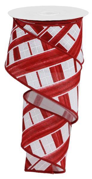 RGB116027   2.5" x 10yd Two Tone Stripe Check/Royal     Red/White