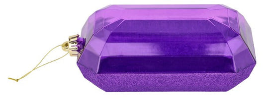 XJ563523    8"L x 5"W Glitter Rectangle Gem Orn    Purple