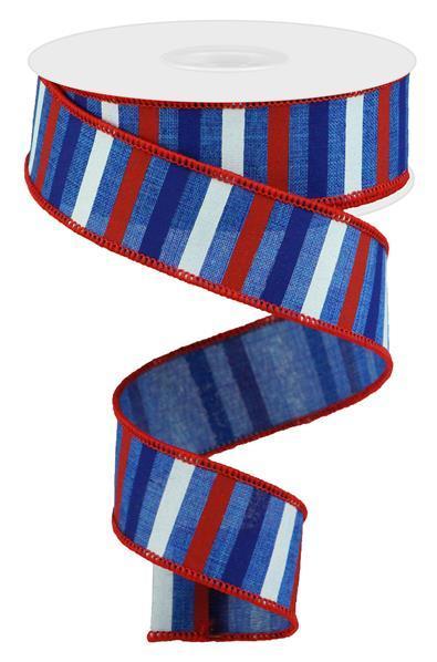 RGA120425     1.5" x 10yd Horizontal Stripe On Royal    Royal Blue/Red/Blue/White