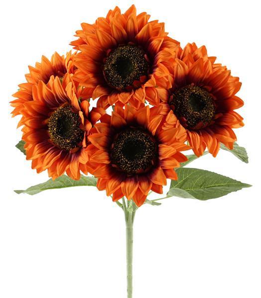 FN164734 17"L Sunflower Bush X 7 Burnt Orange/Burgundy