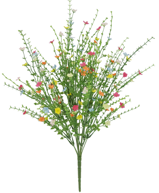 82394MULTISPRI       21"     Plastic Flowering Bush   Multi