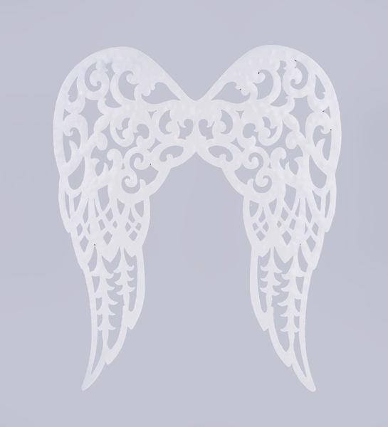 MM114227   21"H Filigree Angel Wings   Shiny White