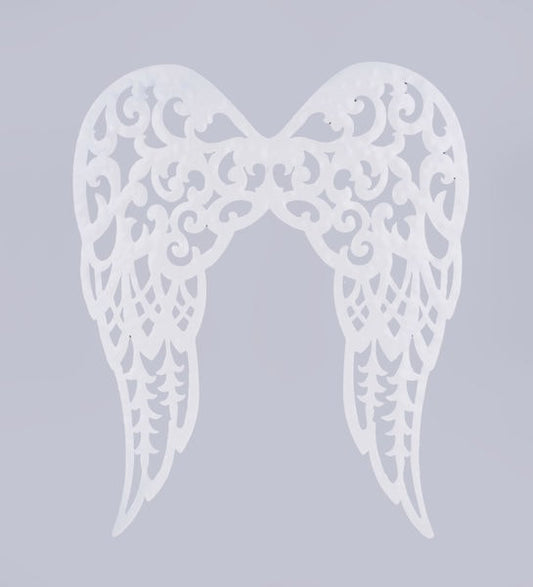 MM114227   21"H Filigree Angel Wings   Shiny White