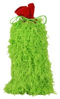 RK2684  14.5"L x 7"W The Furry Wine Bag   Lime Green/Red/White