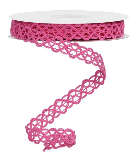 RN586111  5/8" x 10yd Open Weave Trim, Wired Hot Pink