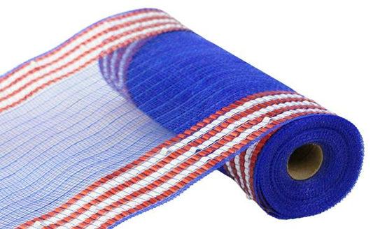 RY8515D1    10.25" x 10yd Matte x L Foil Border Mesh    Red/White/Blue