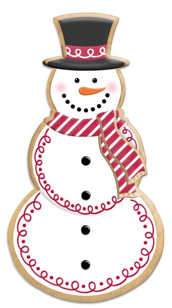 MD1494C1   12"H Metal Snowman Cookie W/Stripe Scarf   White/Black/Red/Orange