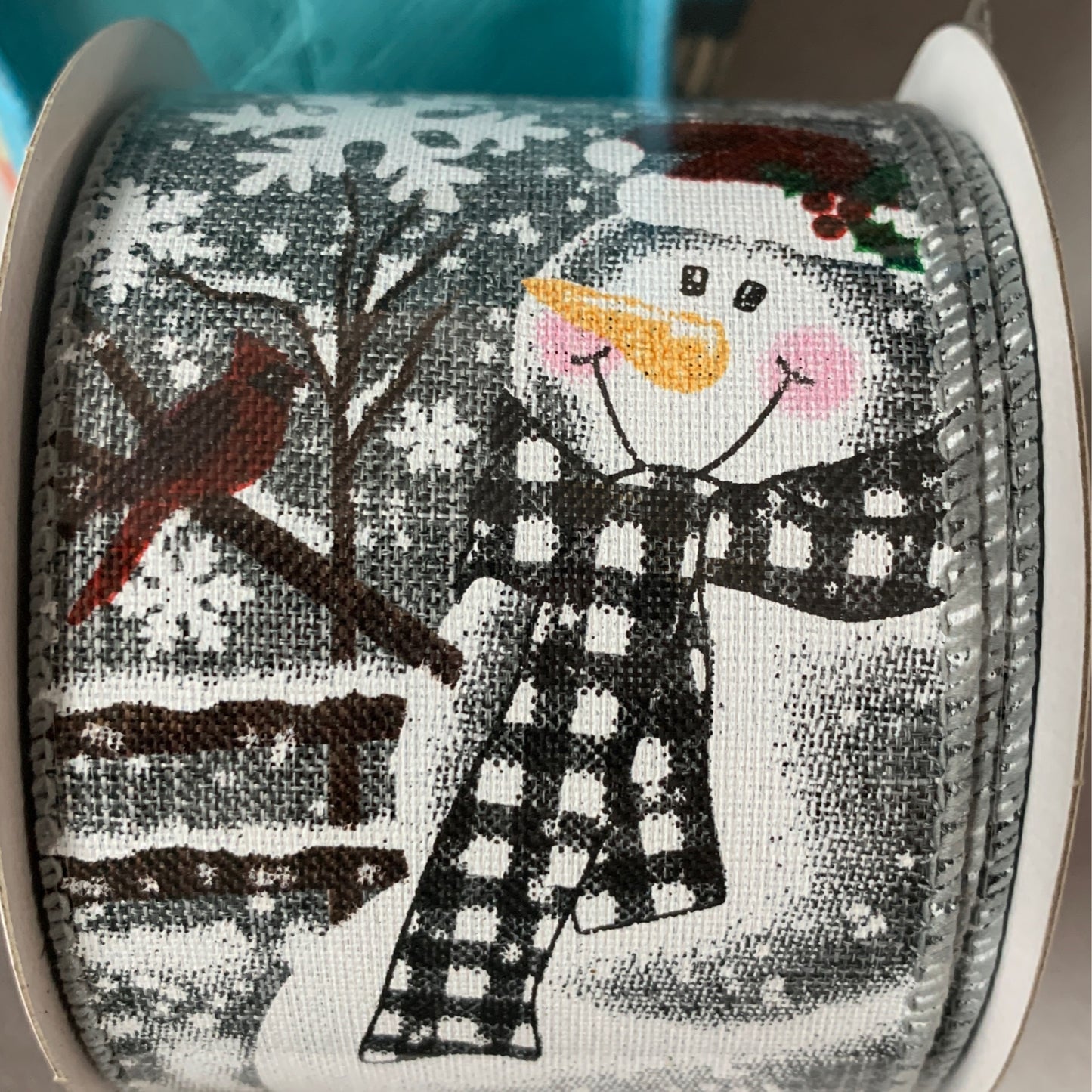 X9288240-51 2.5''X 10 YD Grey Snowflake/Snowman Grey/White